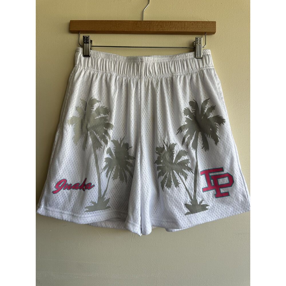 Inaka Power Mesh Shorts Medium White Palm Tree Miami Vice Limited Release IP Gym